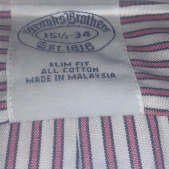 NEW Brooks Brothers Slim Fit striped men’s button down stripe dress shirt 15H34 - Picture 3 of 5